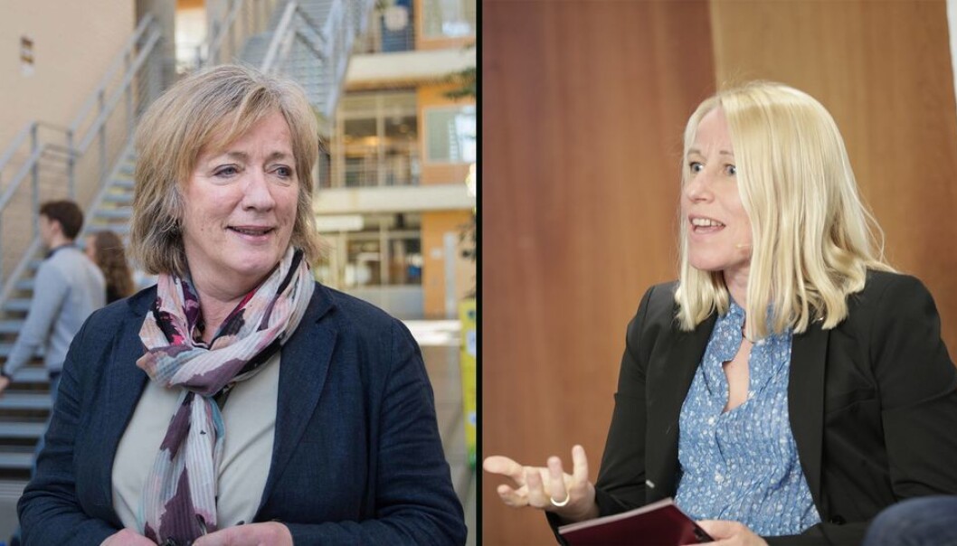 De har begge erfaring med å lede fagmiljøene i Ålesund. Får Annik Magerholm Fet (til venstre) fortsette, eller vender Marianne Synnes Emblemsvåg tilbake som viserektor? De har begge erfaring med å lede fagmiljøene i Ålesund. Får Annik Magerholm Fet (til venstre) fortsette, eller vender Marianne Synnes Emblemsvåg tilbake som viserektor?