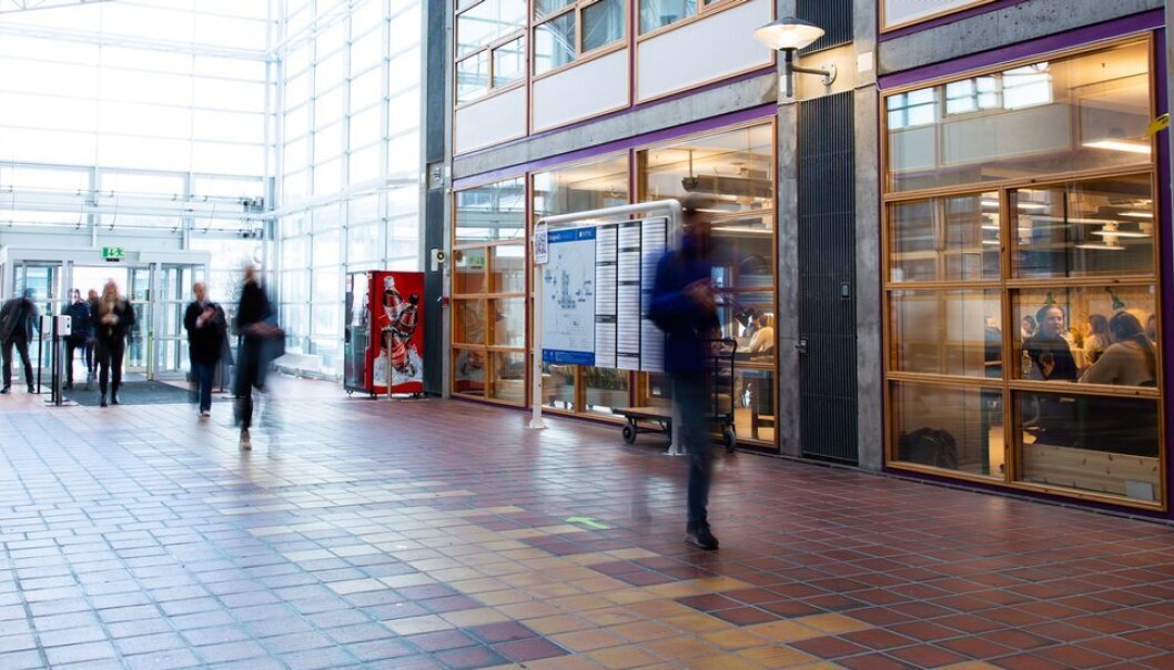 I læringsrommet Fagland på Dragvoll arbeider studentene mens folk utenfor haster forbi. I læringsrommet Fagland på Dragvoll arbeider studentene mens folk utenfor haster forbi.