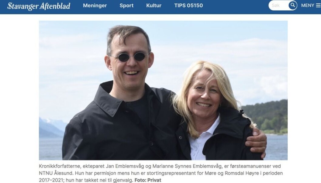 Som denne skjermdumpen fra Aftenbladet viser, presenteres kronikkforfatterne som førsteamanuenser ved NTNU. Som denne skjermdumpen fra Aftenbladet viser, presenteres kronikkforfatterne som førsteamanuenser ved NTNU.