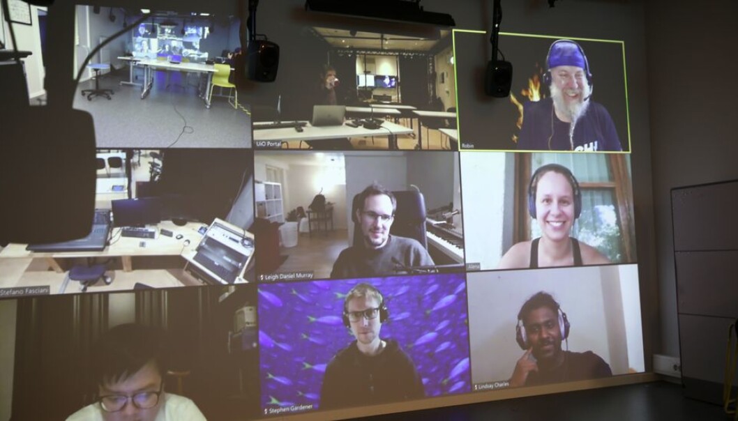 Digital undervisning blir fortsatt hovedordningen ved NTNU ved studiestart 2021. Bildet er fra en digital undervisningstime i MCT. Digital undervisning blir fortsatt hovedordningen ved NTNU ved studiestart 2021. Bildet er fra en digital undervisningstime i MCT.