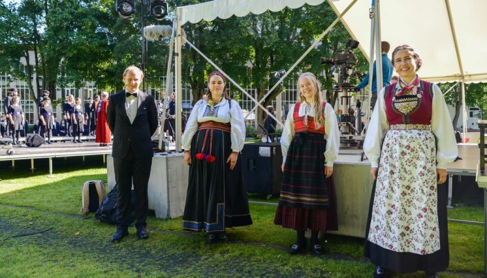 Fra venstre: Øystein Fruseth Christiansen (NTNUI), Åste Solheim Hagerup (leder Studenttinget), Mathilde Breda Enkerud (leder Isfit), Karen Mjør (leder Studentersamfundet)