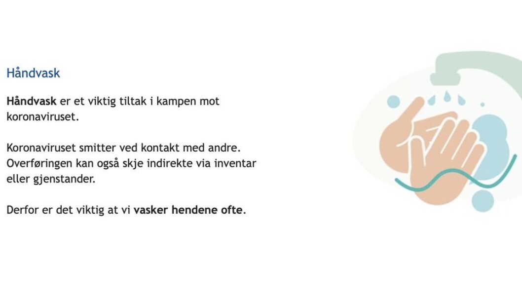 Viktig å vaske hendene. Også viktig: Kunne stole på sine medarbeidere (skjermdump fra NTNUs obligatoriske vaskekurs). Viktig å vaske hendene. Også viktig: Kunne stole på sine medarbeidere (skjermdump fra NTNUs obligatoriske vaskekurs).