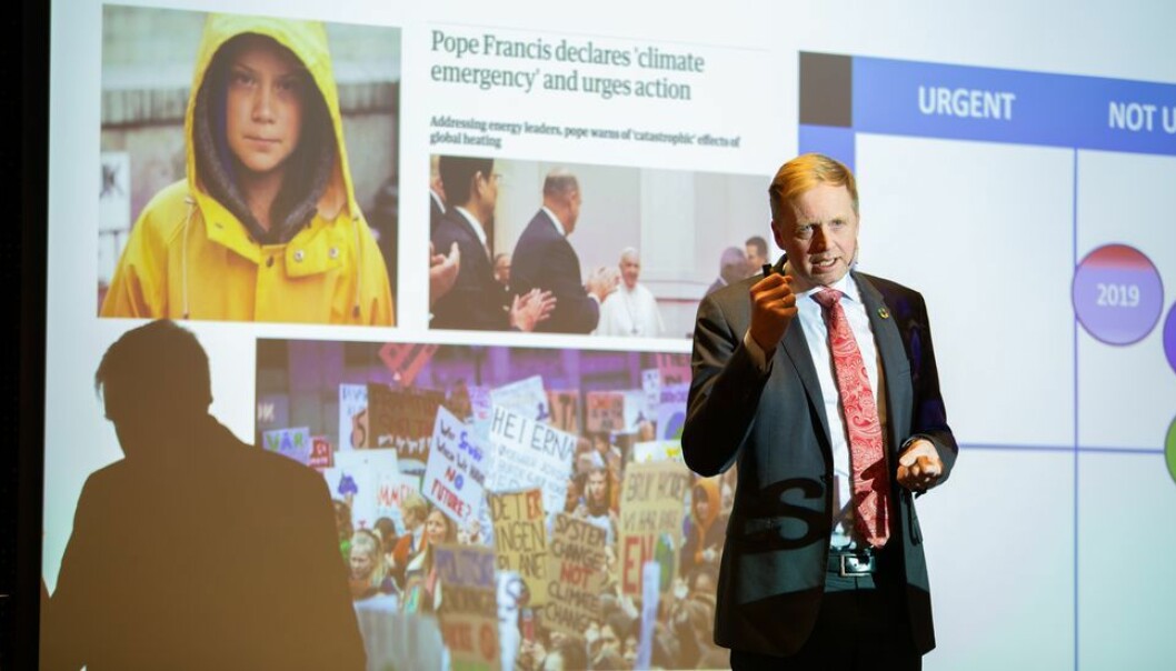 Bjørn K. Haugland ga NTNU en rekke utfordringer da han snakket om bærekraft for NTNUs ledere.
