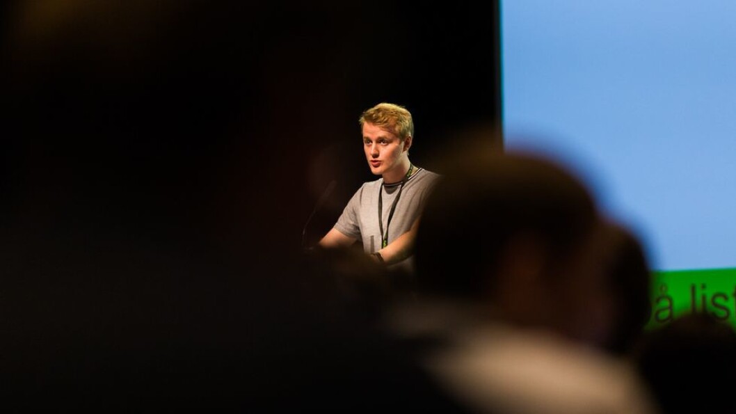 Håkon Randgaard Mikalsen er leder for Norsk studentorganisasjon. Her avbildet under landsmøtet i april 2018. Håkon Randgaard Mikalsen er leder for Norsk studentorganisasjon. Her avbildet under landsmøtet i april 2018.