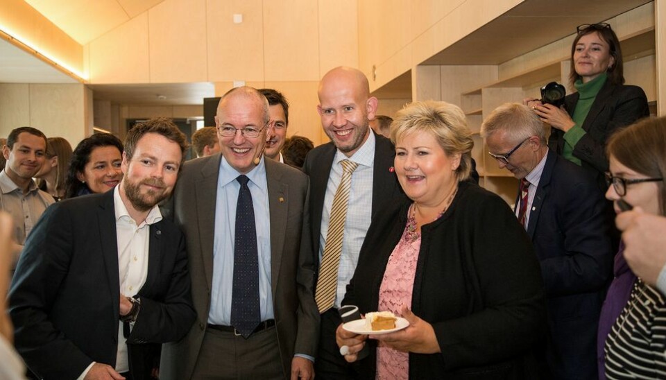 Både kunnskapsminister Torbjørn Røe Isaksen, olje- og energiminister Tord Lien og statsminister Erna Solberg var på plass på Gløshaugen for å informere om at NTNU skal samles i en campus.
