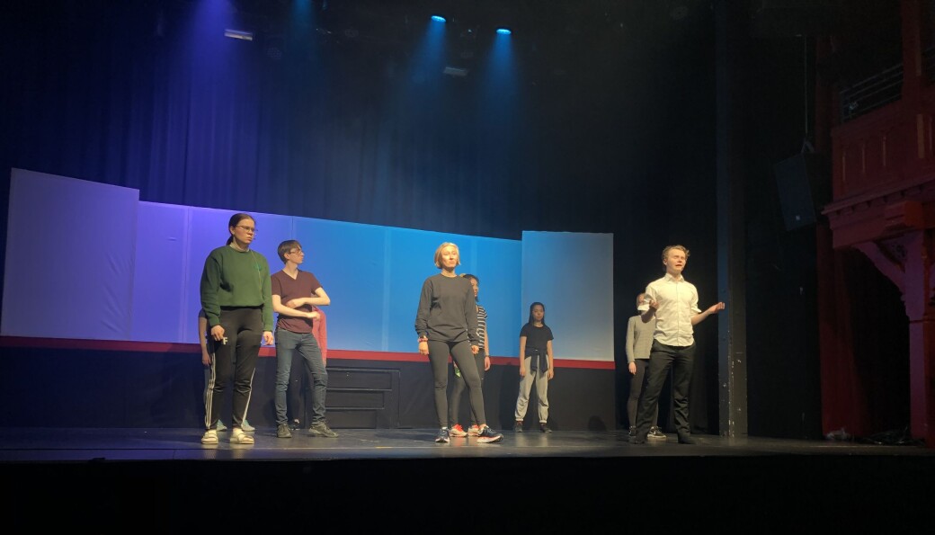 Sigrid Festøy (I forgrunnen, fra venstre) , Asgeir Mehl Santi , Hedda Mathilde Langvik og Christian Ziegenhahn Jensen under teknisk prøve tirsdag 2. mars. Sigrid Festøy (I forgrunnen, fra venstre) , Asgeir Mehl Santi , Hedda Mathilde Langvik og Christian Ziegenhahn Jensen under teknisk prøve tirsdag 2. mars.