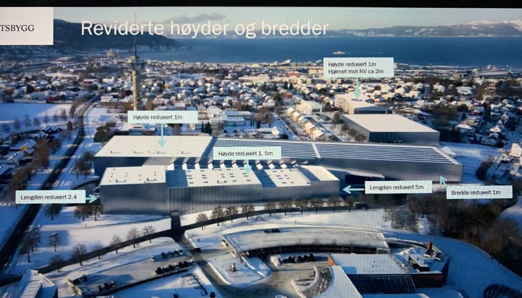 Reviderte høyder og bredder lagt fram av Statsbygg på nabomøtet torsdag. Reviderte høyder og bredder lagt fram av Statsbygg på nabomøtet torsdag.