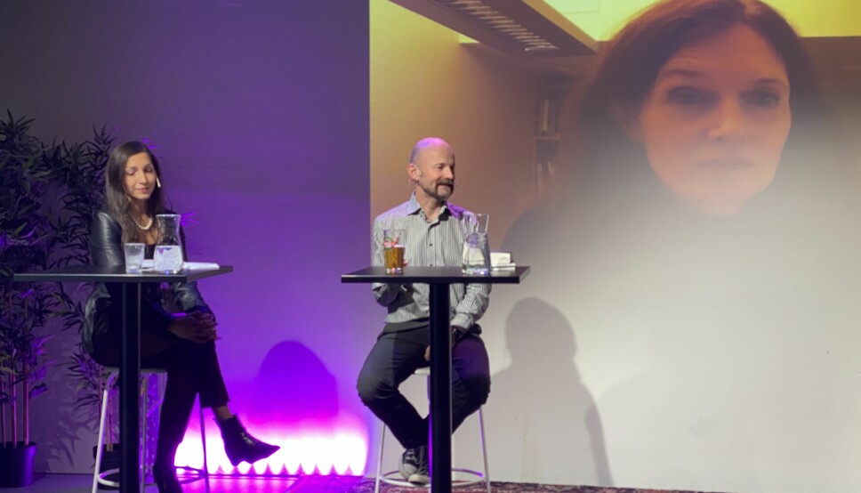 Thorbjørnsrud måtte delta på link under torsdagens møte, i panel sammen med Saira Basit og Aksel Tjora. Debatten ble ledet av Morgenbladets Thea Storøy Elnan.