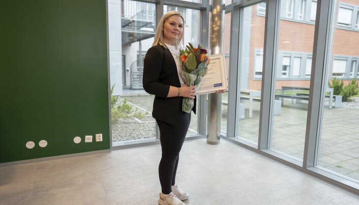Katrine Wølstad-Knudsen. Den andre vinneren, Cathrine Hansen Akerhaugen kunne ikke møte på grunn av eksamen. Katrine Wølstad-Knudsen. Den andre vinneren, Cathrine Hansen Akerhaugen kunne ikke møte på grunn av eksamen.