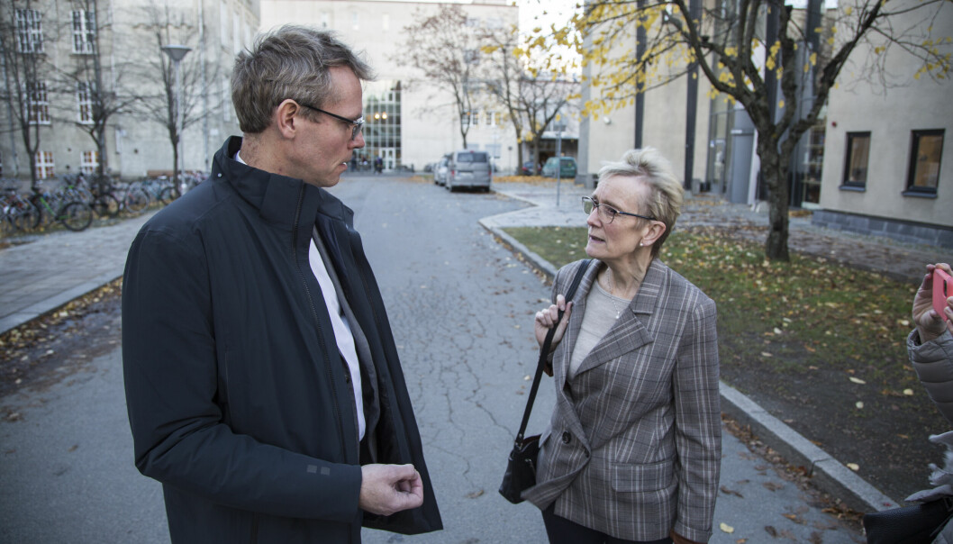 Borten Moe på sitt første offisielle statsrådbesøk på NTNU Gløshaugen og rektor Anne Borg