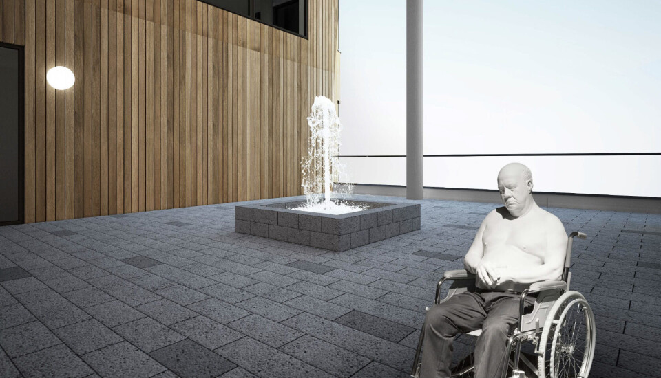 Skulpturen «Alt vel» signert den dansk/norske kunstnerduoen Elmgreen & Dragset skal pryde inngangspartiet til Helgasetr.