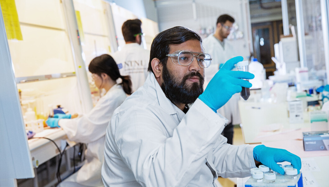 Førsteamanuensis Sulalit Bandyopadhyay studerer her en prøve med magnetiske nanopartikler som brukes i den nye testmetoden. Nå har han fått Forskningsrådets innovasjonspris sammen med sin kollega Magnar Bjørås. Foto: Geir Mogen/NTNU Førsteamanuensis Sulalit Bandyopadhyay studerer her en prøve med magnetiske nanopartikler som brukes i den nye testmetoden. Nå har han fått Forskningsrådets innovasjonspris sammen med sin kollega Magnar Bjørås. Foto: Geir Mogen/NTNU