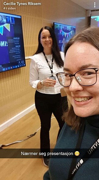 Bjørnøy og Riksem har presentert resultater av podcasten sin på flere konferanser. Her på Læringsfestivalen 2021. Bjørnøy og Riksem har presentert resultater av podcasten sin på flere konferanser. Her på Læringsfestivalen 2021.