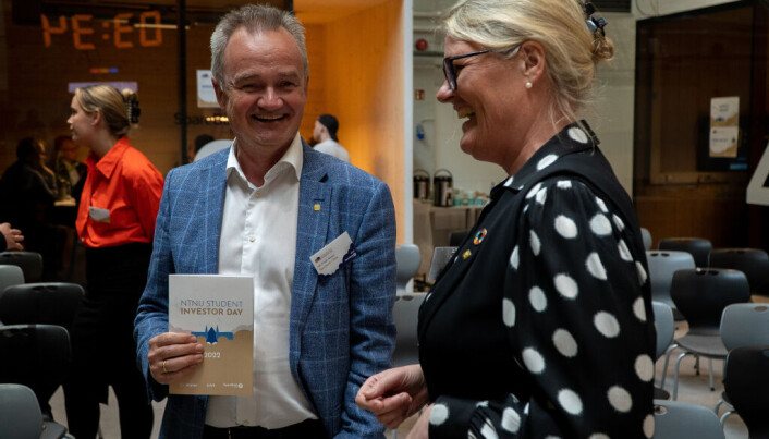 Stortrivdes blant studentgrundere og investorer. Jan Frode Janson og Toril Nagelhus Hernes Stortrivdes blant studentgrundere og investorer. Jan Frode Janson og Toril Nagelhus Hernes