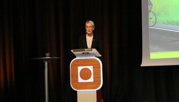 Anne Borg gikk på podiet foran rundt 150 NTNU-ledere. Anne Borg gikk på podiet foran rundt 150 NTNU-ledere.