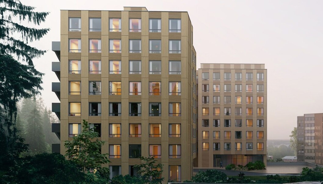 Illustrasjon av studentboligene i Røverdalen. Illustrasjon av studentboligene i Røverdalen.