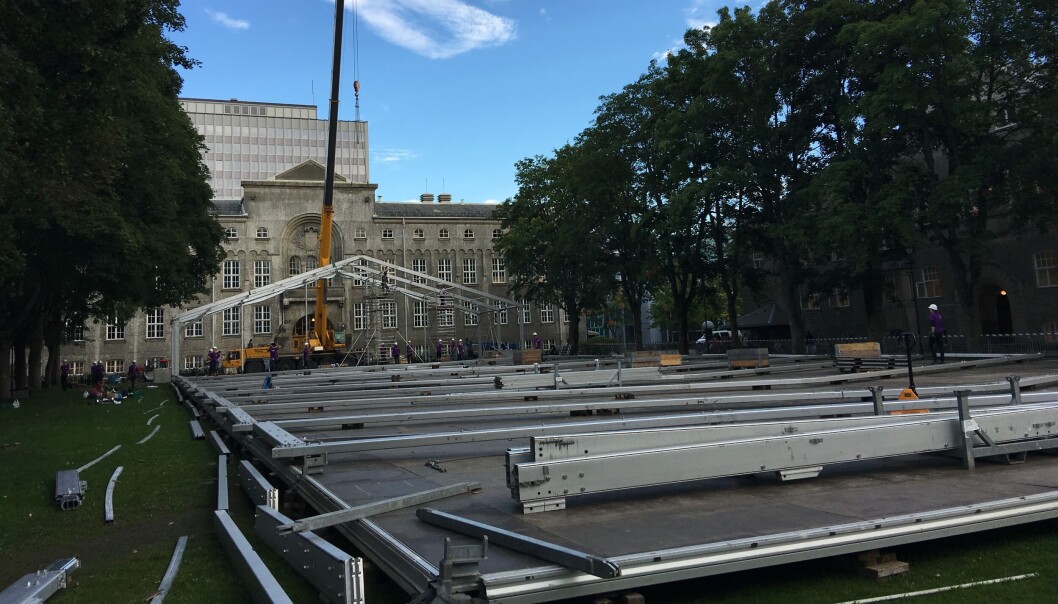 Sånn ser det ut når det forberedes til karrieredager på Gløshaugen. Sånn ser det ut når det forberedes til karrieredager på Gløshaugen.