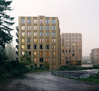Illustrasjon av studentboligene i Røverdalen. Illustrasjon av studentboligene i Røverdalen.
