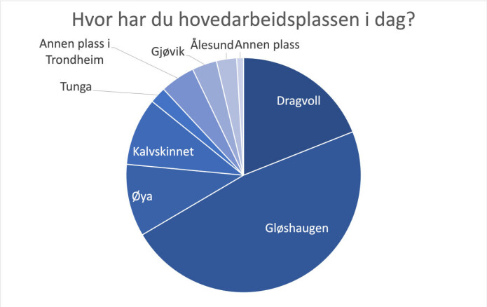 Figur 1: Arbeidsplass deltakere i undersøkelsen har i dag. Figur 1: Arbeidsplass deltakere i undersøkelsen har i dag.
