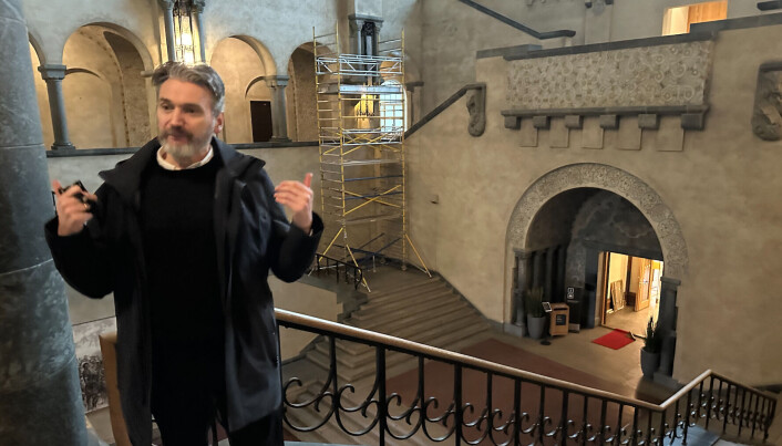 - Hovedbyggets aula et av Norges fineste rom, ifølge Tor Einar Fagerland. - Hovedbyggets aula et av Norges fineste rom, ifølge Tor Einar Fagerland.