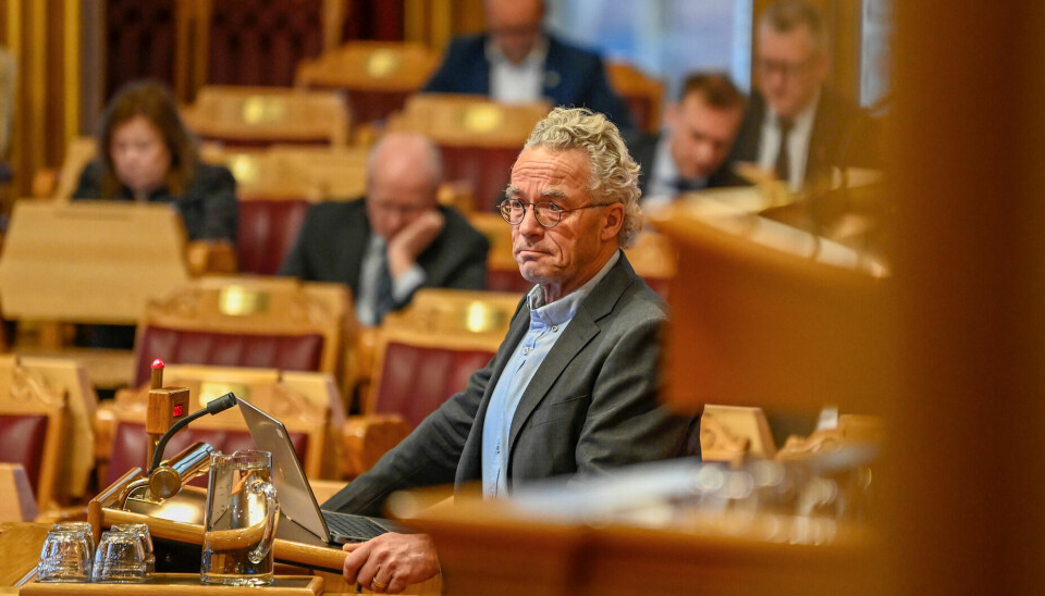 Rasmus Hansson under den muntlige spørretimen på Stortinget i Oslo onsdag.
