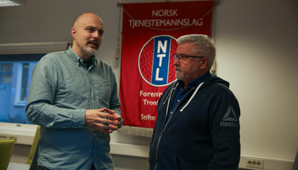 Ronny Kjelsberg (t.v.) her sammen med leder ved NTL NTNU, Sturla Søpstad .