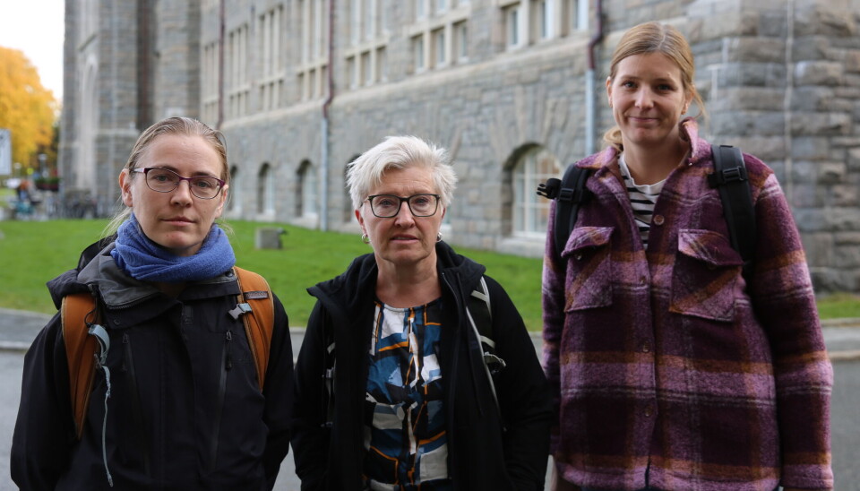 De tillitsvalgte Eirin Marie Skjøndal Bar, Lisbeth Aune og Marte Gangmark Villmo forteller at onsdagens møte med NTNU-ledelsen var et viktig møte.